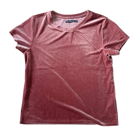 Abercrombie & Fitch Mauve Velour Tee Size Medium – Excellent Like-New Condition - Picture 2 of 4
